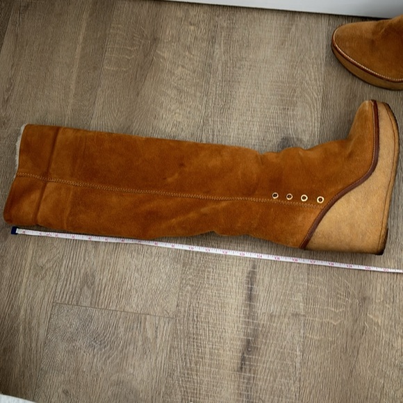 Used- YSL genuine shearling suede wedge boots - Picture 13 of 16